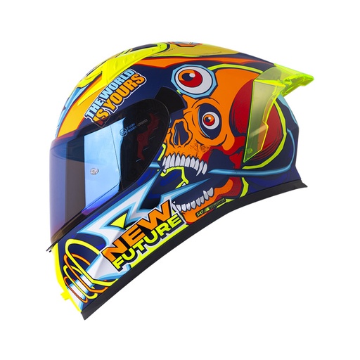 CASCO INTEGRAL SHAFT SH526SP EVO LUCKY AZUL OSCURO NARANJADO MATE