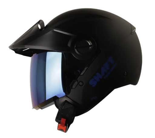 CASCO ABIERTO SHAFT SH212 SOLID NEGRO AZUL MATE VISOR AZUL
