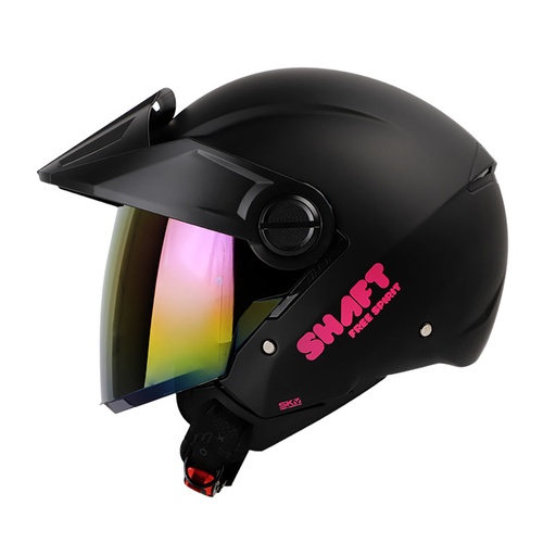 CASCO ABIERTO SHAFT SH212 SOLID NEGRO FUCSIA MATE VISOR MORADO