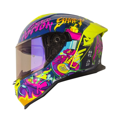 CASCO INTEGRAL SHAFT SH598GTR ABRACADABRA AZUL OSCURO FUCSIA BRILLO