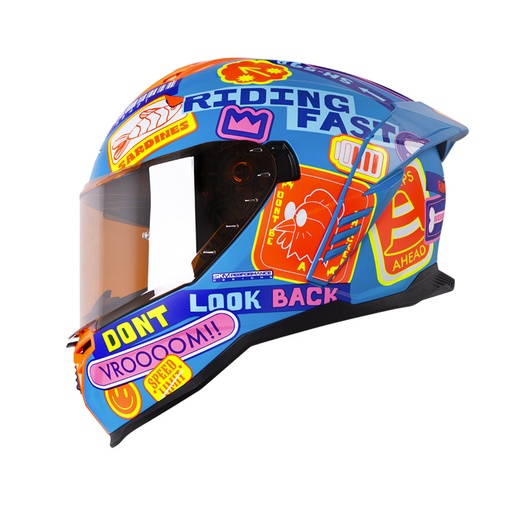 CASCO INTEGRAL SHAFT SH598GTR RANDOMIZER AZUL NARANJADO MATE