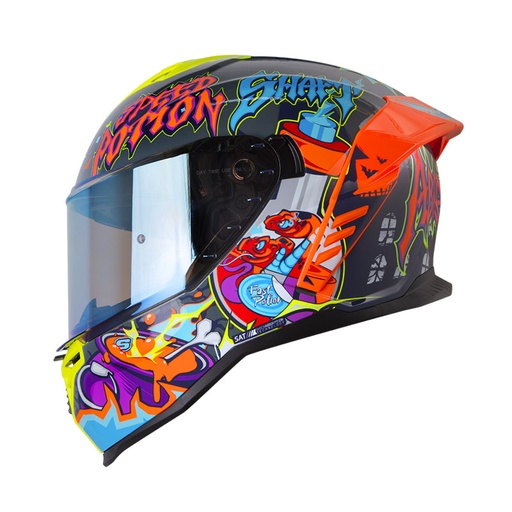 CASCO INTEGRAL SHAFT SH598GTR ABRACADABRA GRIS OSCURO NARANJADO BRILLO