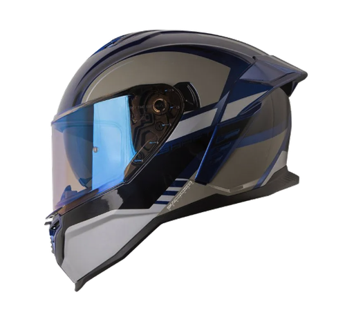 CASCO INTEGRAL SHAFT SH598GTR ADIV AZUL METALIZADO SILVER BRILLO