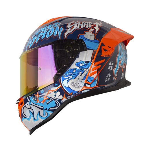 CASCO INTEGRAL SHAFT SH598GTR ABRACADABRA AZUL OSCURO AZUL BRILLO