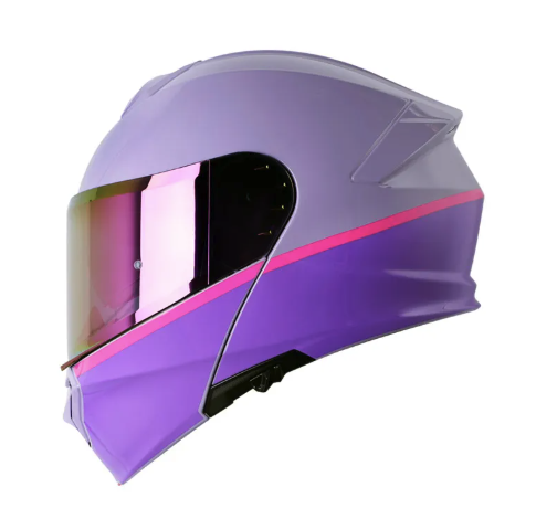CASCO ABATIBLE SHAFT SH4000 EVO DOBLE VISOR ACRU MORADO CLARO FUCSIA BRILLO
