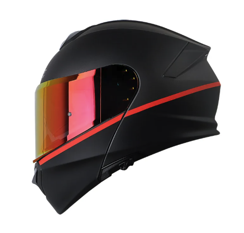 CASCO ABATIBLE SHAFT SH4000 EVO DOBLE VISOR ACRU GRIS OSCURO ROJO MATE 