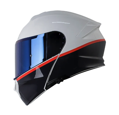 CASCO ABATIBLE SHAFT SH4000 EVO DOBLE VISOR ACRU BLANCO ROJO BRILLO