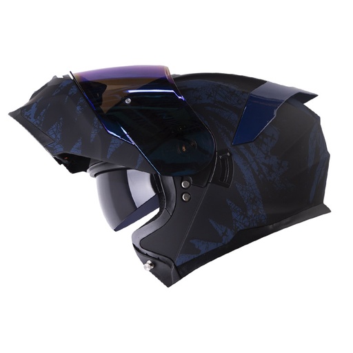 CASCO ABATIBLE HRO 3440 DOBLE VISOR GRUNGSTER NEGRO AZUL OSCURO MATE