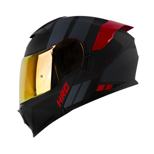 CASCO ABATIBLE HRO 3440 DOBLE VISOR ROC GRIS OSCURO ROJO MATE