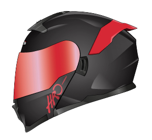 CASCO ABATIBLE HRO 3440 DOBLE VISOR SOLID NEGRO ROJO
