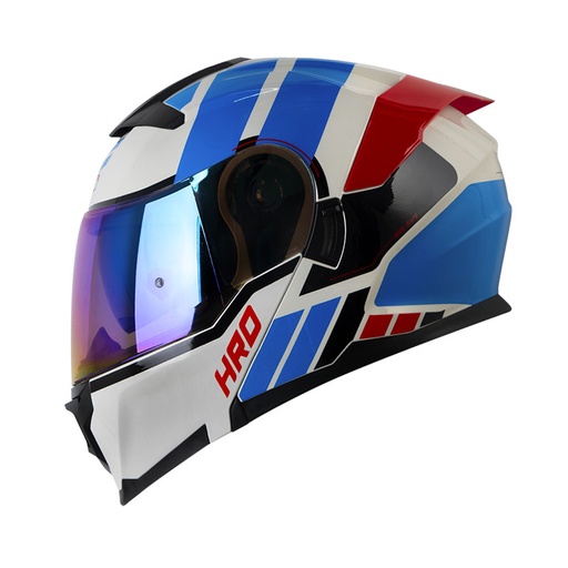 CASCO ABATIBLE HRO 3440 DOBLE VISOR ROC GRIS CLARO ROJO BRILLO