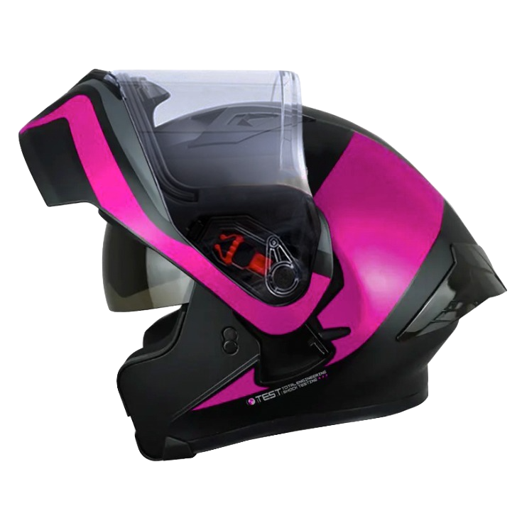 CASCO ABATIBLE ICH 3120 DOBLE VISOR FURTHER NEGRO FUCSIA MATE VISOR TRANSPARENTE