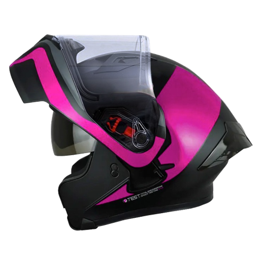 CASCO ABATIBLE ICH 3120 DOBLE VISOR FURTHER NEGRO FUCSIA MATE VISOR TRANSPARENTE