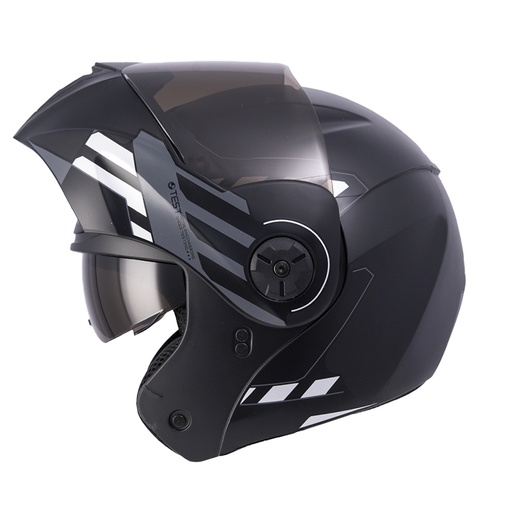 CASCO ABATIBLE ICH 3110DOT DOBLE VISOR CICU NEGRO GRIS MATE VISOR NEGRO