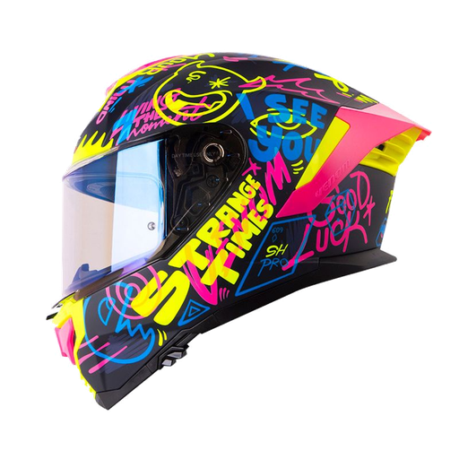 CASCO INTEGRAL SHAFT PRO 609 DOBLE VISOR FREEDOM AZUL OSCURO AMARILLO MATE