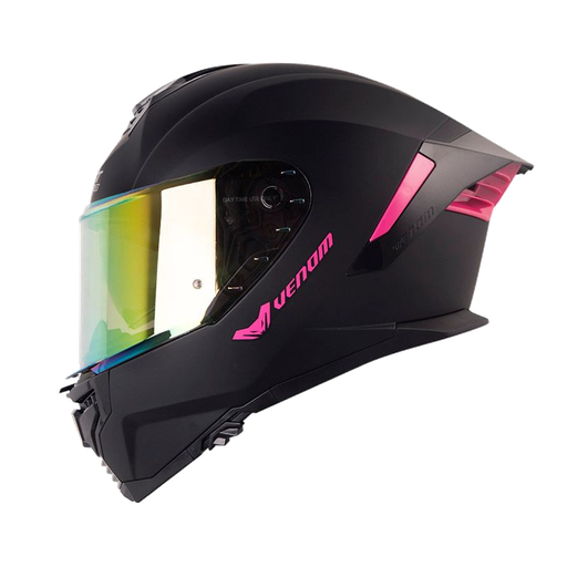 CASCO INTEGRAL SHAFT PRO 609 DOBLE VISOR VENOM SOLID NEGRO FUCSIA MATE