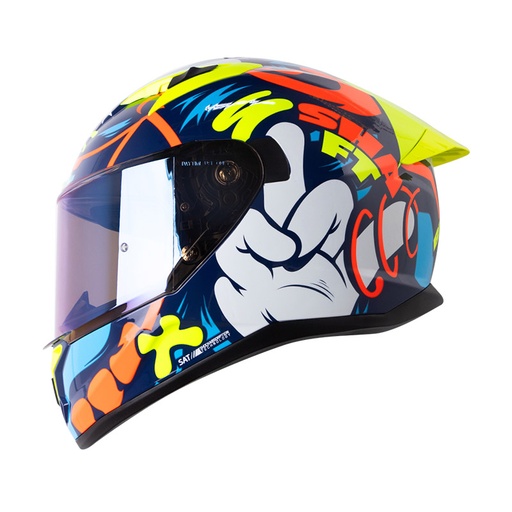 CASCO INTEGRAL SHAFT 522 BEARTY AZUL OSCURO NARANJA BRILLO