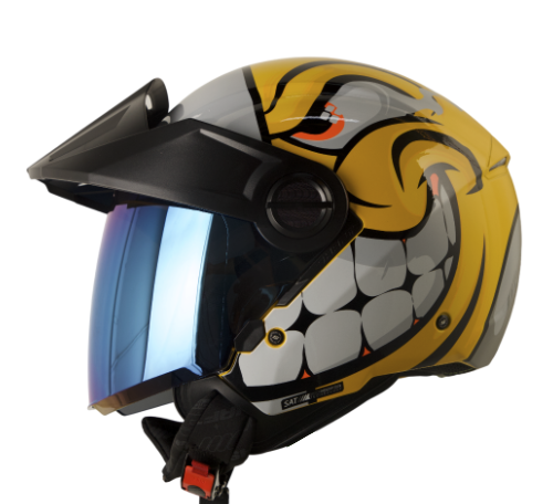 CASCO ABIERTO SHAFT SH212 CARAMBOLA AMARILLO GRIS BRILLO