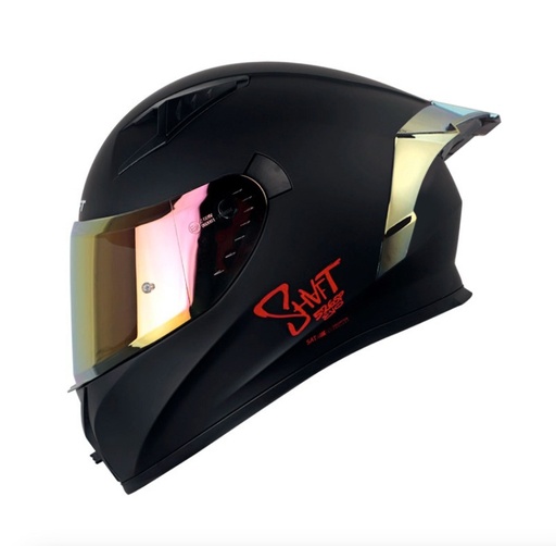 CASCO INTEGRAL SHAFT 526SP EVO SOLID NEGRO ROJO SPOILER DORADO