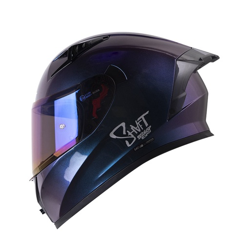 CASCO INTEGRAL SHAFT 526SP EVO SOLID CAMALEON SILVER BRILLO VENTILACIONES Y SPOILER NEGRO