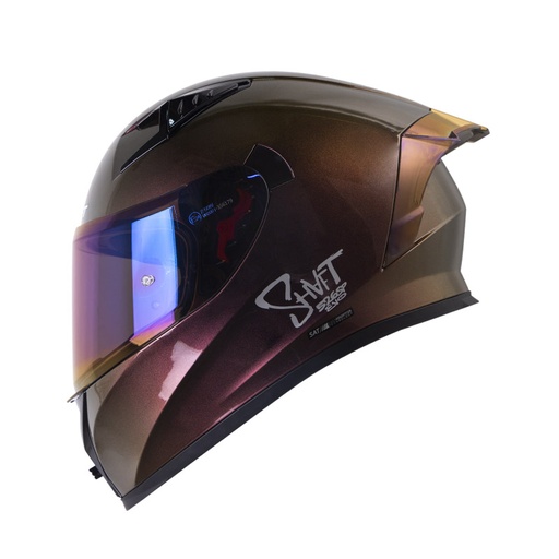 CASCO INTEGRAL SHAFT 526SP EVO SOLID CAMALEON SILVER BRILLO VISOR Y SPOILER IRIDIUM MORADO