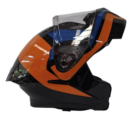 CASCO ABATIBLE ICH 3120 DOBLE VISOR FURTHER NEGRO NARANJA BRILLO VISOR TRANSPARENTE