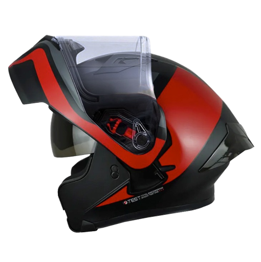 CASCO ABATIBLE ICH 3120 DOBLE VISOR FURTHER NEGRO ROJO VISOR TRANSPARENTE