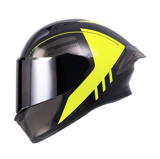 CASCO INTEGRAL ICH 503 DUKO NEGRO AMARILLO VISOR SILVER