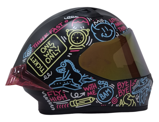 CASCO INTEGRAL ICH 503 DOOOODLE NEGRO FUCSIA MATE VISOR MORADO