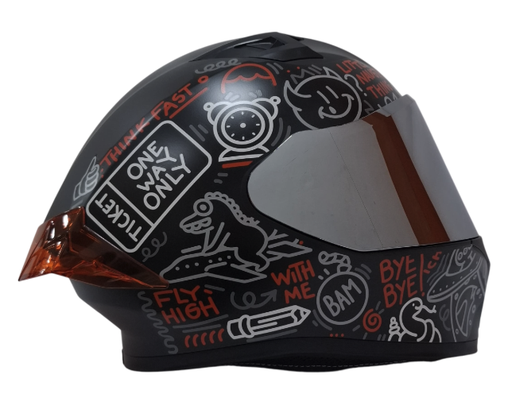 CASCO INTEGRAL ICH 503 DOOOODLE NEGRO ROJO MATE VISOR SILVER