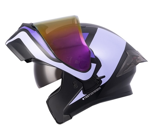 CASCO ABATIBLE ICH 3120 DOBLE VISOR FURTHER NEGRO LILA VISOR MORADO