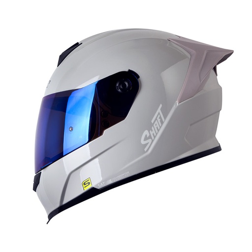 CASCO INTEGRAL SHAFT 502SP SOLID GRIS CLARO BLANCO BRILLO VISOR AZUL