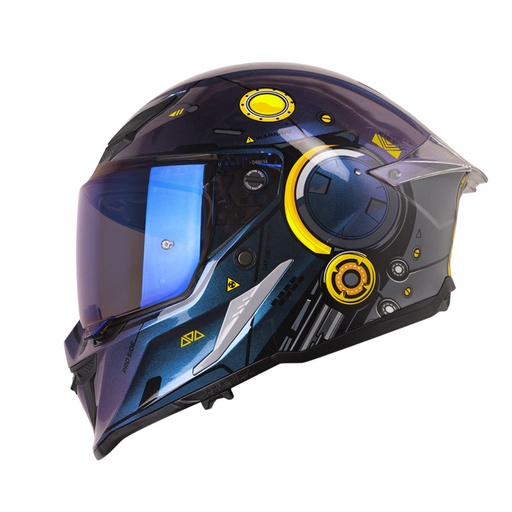 CASCO INTEGRAL SHAFT PRO 615 DOBLE VISOR MECKHA CAMALEON AMARILLO BRILLO