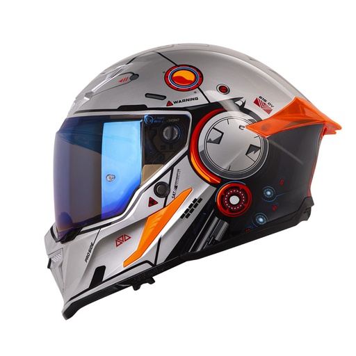 CASCO INTEGRAL SHAFT PRO 615 DOBLE VISOR MECKHA CROMADO NARANJA BRILLO