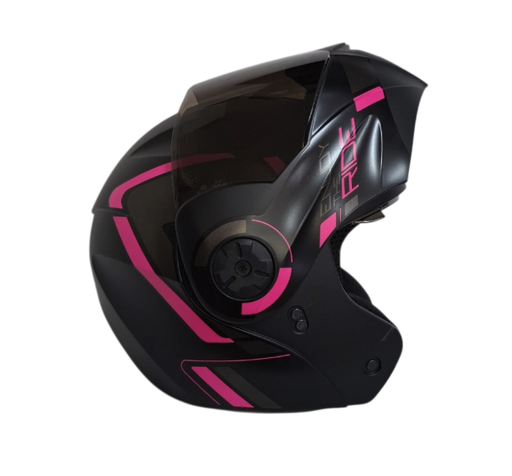CASCO ABATIBLE ICH 3110DOT DOBLE VISOR LUXINE NEGRO FUCSIA MATE VISOR NEGRO