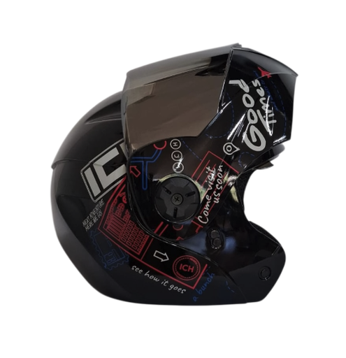 CASCO ABATIBLE ICH 3110DOT DOBLE VISOR WHERE TO NEGRO ROJO BRILLO VISOR SILVER