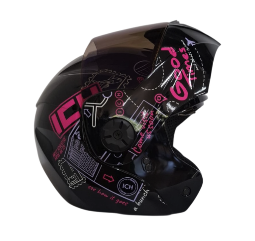 CASCO ABATIBLE ICH 3110DOT DOBLE VISOR WHERE TO NEGRO MORADO CLARO BRILLO VISOR AZUL