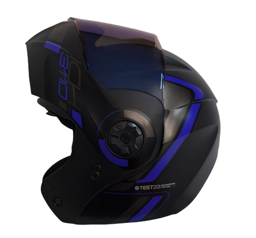CASCO ABATIBLE ICH 3110DOT DOBLE VISOR LUXINE NEGRO AZUL VISOR AZUL MATE