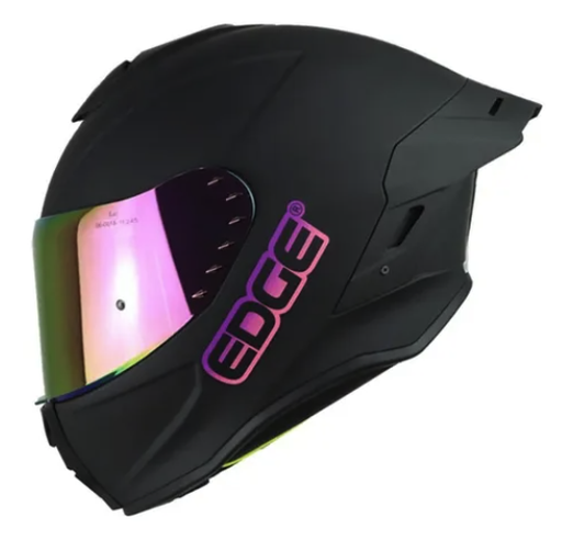 CASCO INTEGRAL EDGE SHANGHAI SOLID NEGRO LOGO ROSADO MATE VISOR SILVER