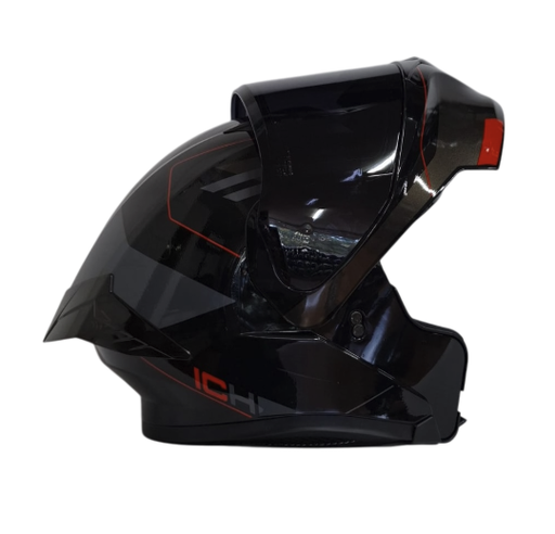 CASCO ABATIBLE ICH 3120 DOBLE VISOR ZAYKO NEGRO ROJO BRILLO VISOR NEGRO