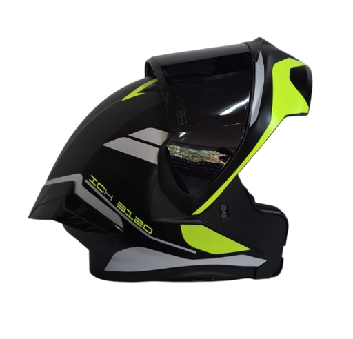 CASCO ABATIBLE ICH 3120 DOBLE VISOR MIXAMO NEGRO AMARILLO MATE VISOR NEGRO