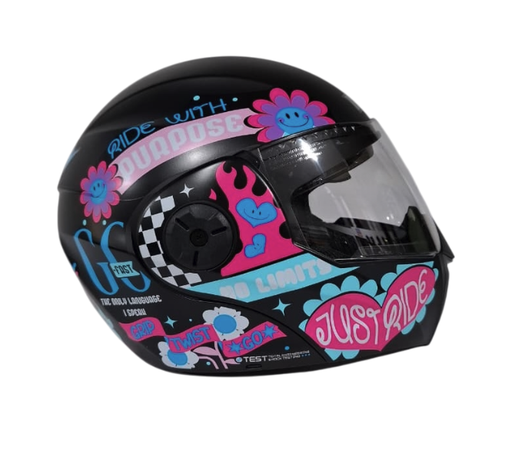 [180756] CASCO ABATIBLE ICH 3110S NIÑA DOBLE VISOR SHAMELESS NEGRO AZUL MATE