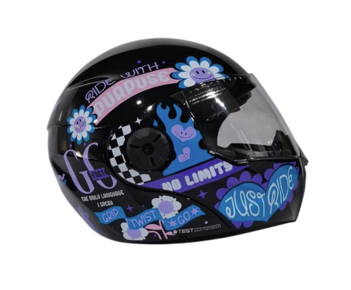 [180757] CASCO ABATIBLE ICH 3110S NIÑA DOBLE VISOR SHAMELESS NEGRO MORADO BRILLO