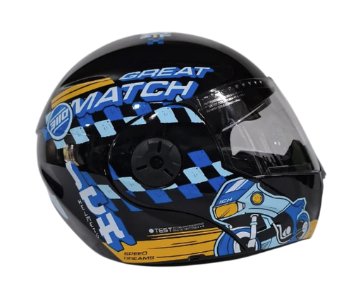 [182768] CASCO ABATIBLE ICH 3110S NIÑO DOBLE VISOR ERACER NEGRO NARANJA BRILLO