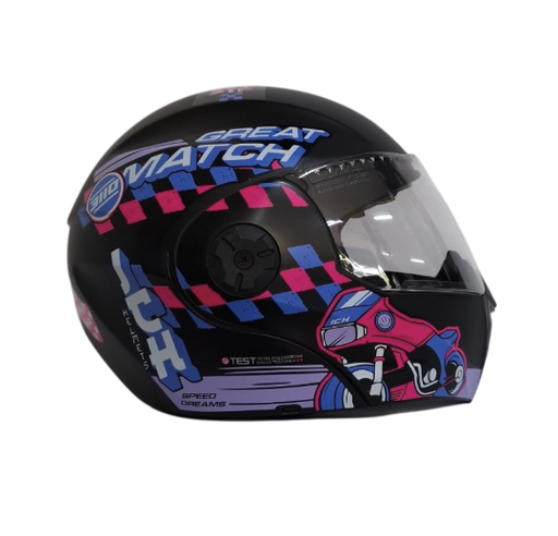[182767] CASCO ABATIBLE ICH 3110S NIÑA DOBLE VISOR ERACER NEGRO MORADO CLARO MATE