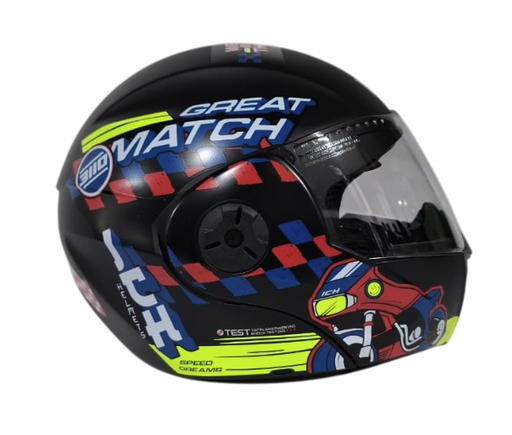 [182763] CASCO ABATIBLE ICH 3110S NIÑO DOBLE VISOR ERACER NEGRO AMARILLO MATE
