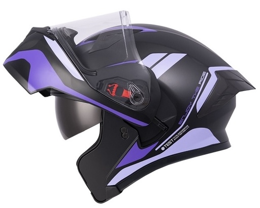 CASCO ABATIBLE ICH 3120 DOBLE VISOR MIXAMO NEGRO MORADO VISOR TRANSPARENTE