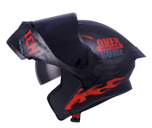 CASCO ABATIBLE ICH 3120 DOBLE VISOR RANDOME V2 NEGRO ROJO MATE VISOR NEGRO