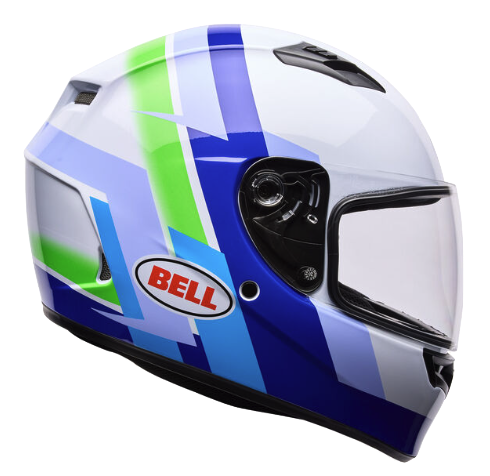 CASCO INTEGRAL BELL QUALIFIER VIBE AZUL BLANCO BRILLO