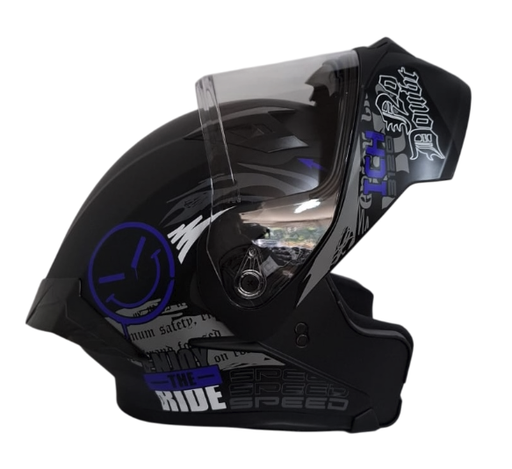 CASCO ABATIBLE ICH 3120 DOBLE VISOR RANDOME V2 NEGRO AZUL MATE VISOR TRANSPARENTE